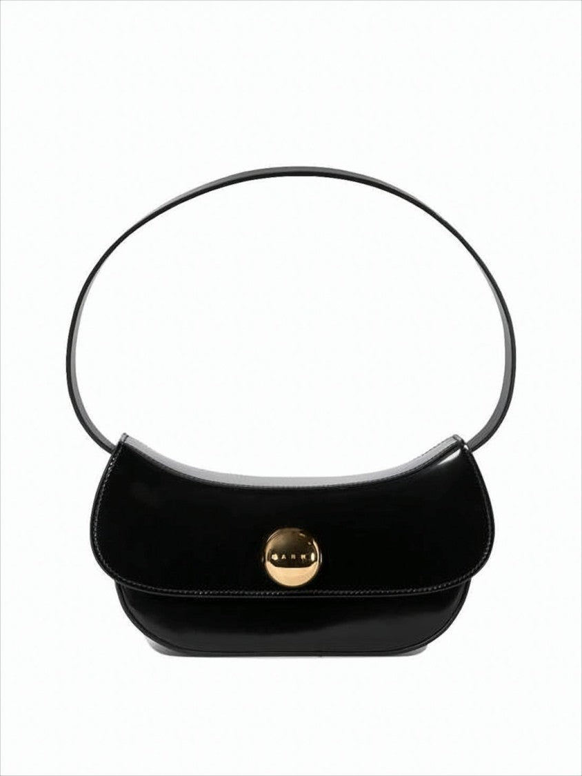 Marni Sophisticated Black Lambskin And Calfskin Shoulder Bag