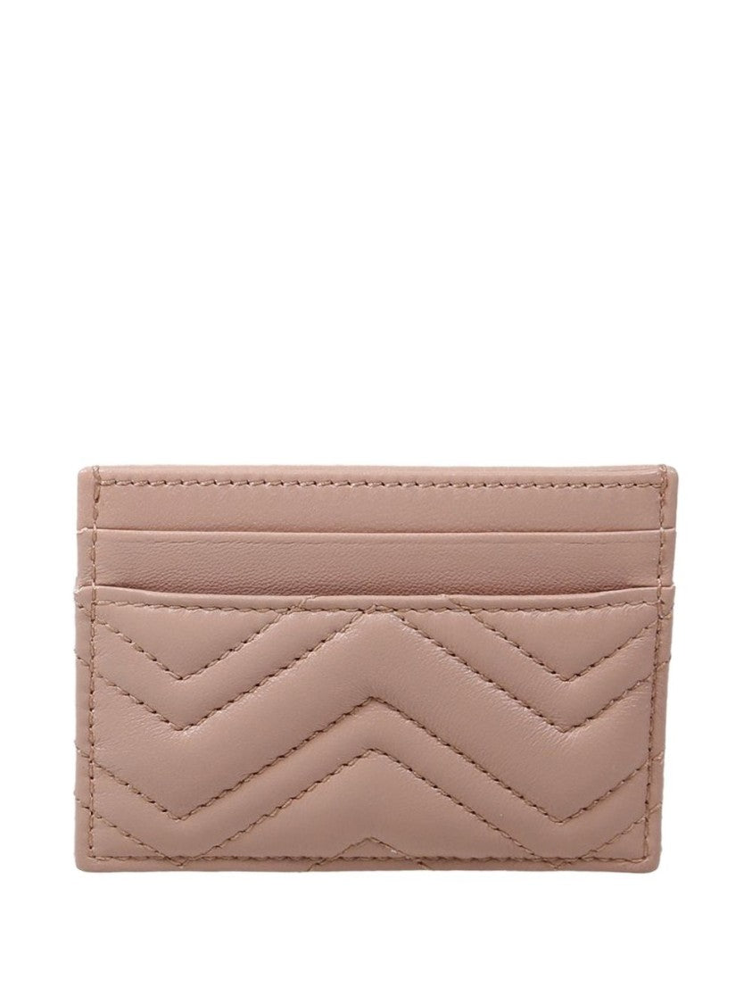 Gucci Chevron-Quilted Lamb Leather Cardholder With Metallic Detail