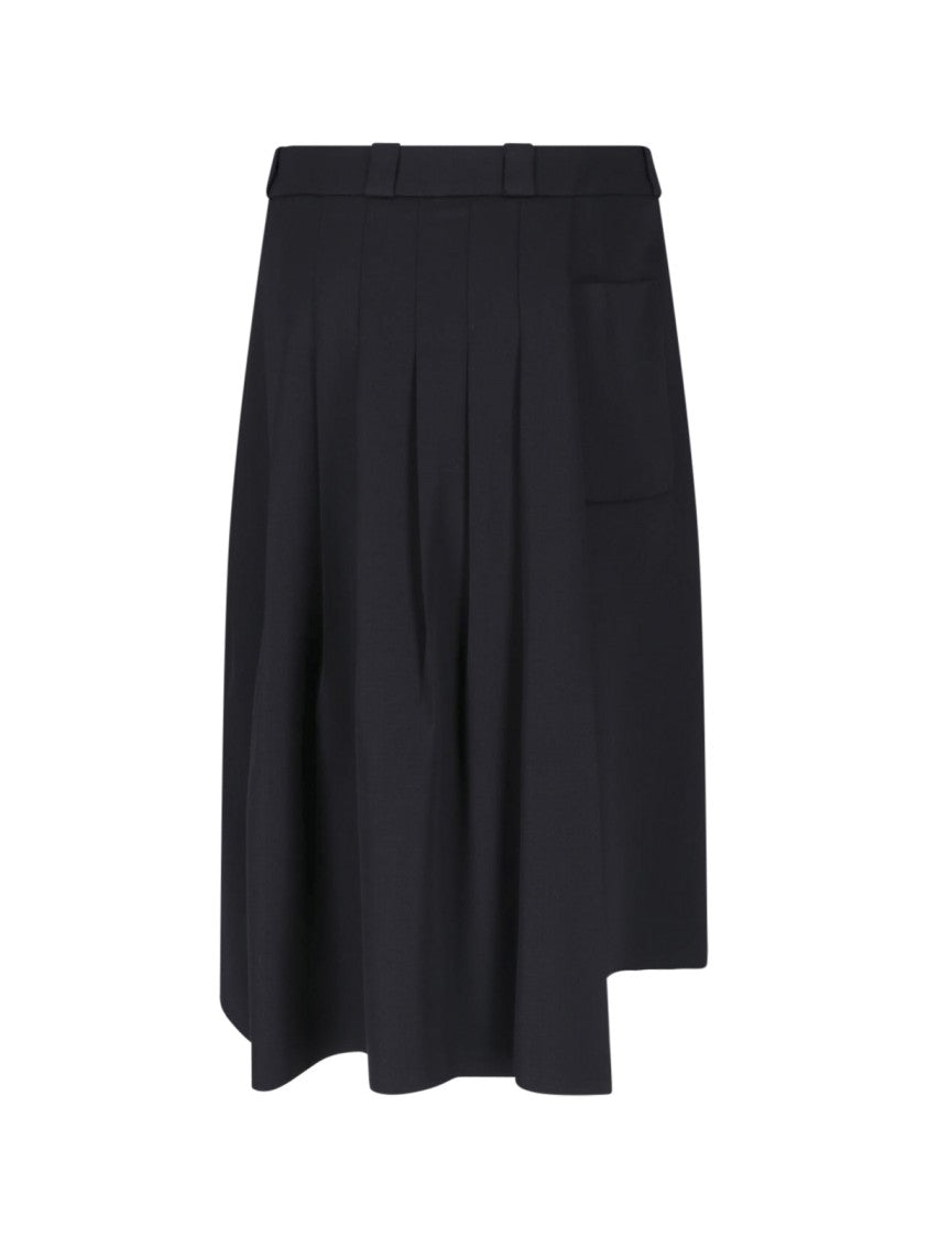 Our Legacy Black Origami Raw Edge Asymmetrical Gabardine Midi Skirt