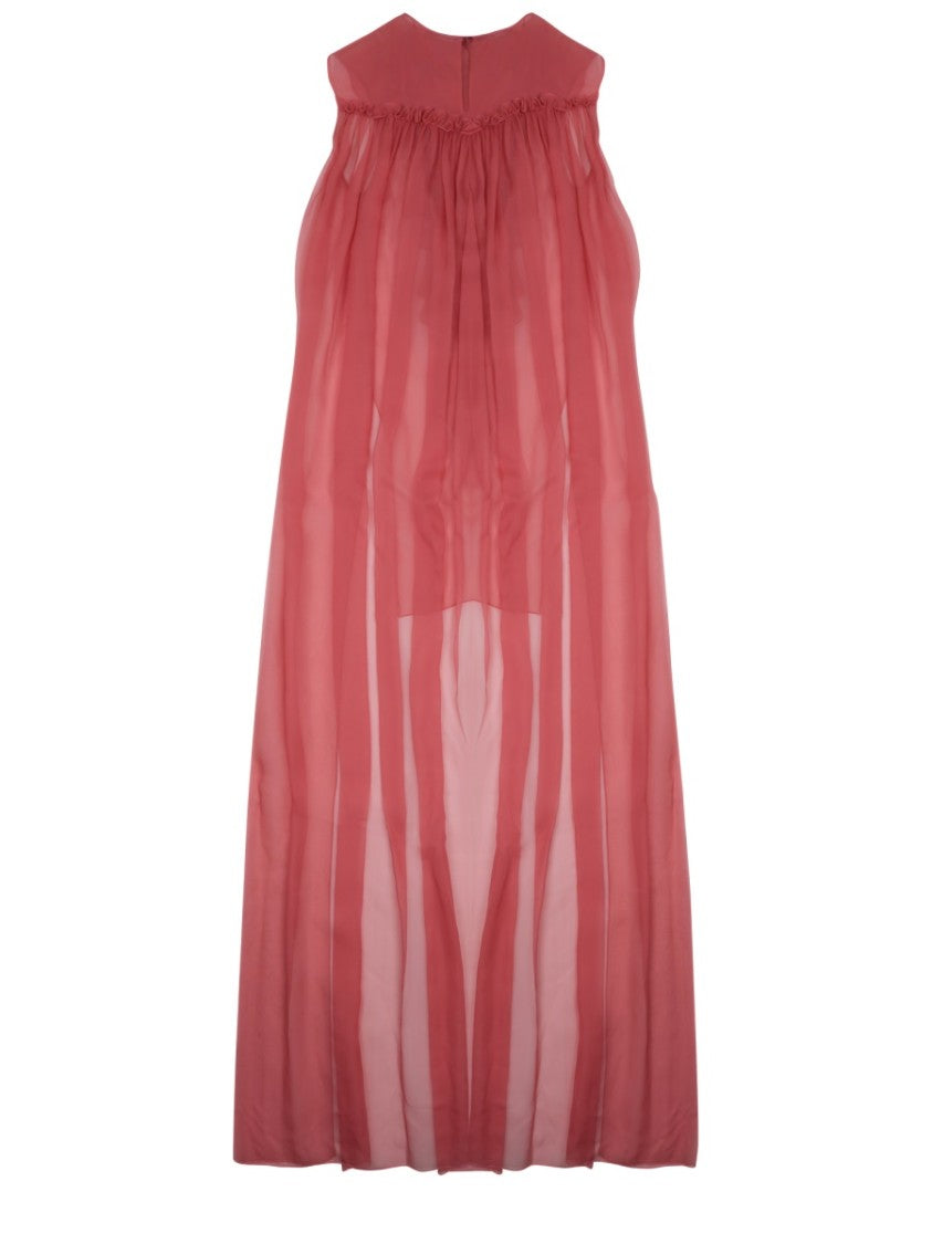 Alberta Ferretti Sheer Red Silk Sleeveless Shirt