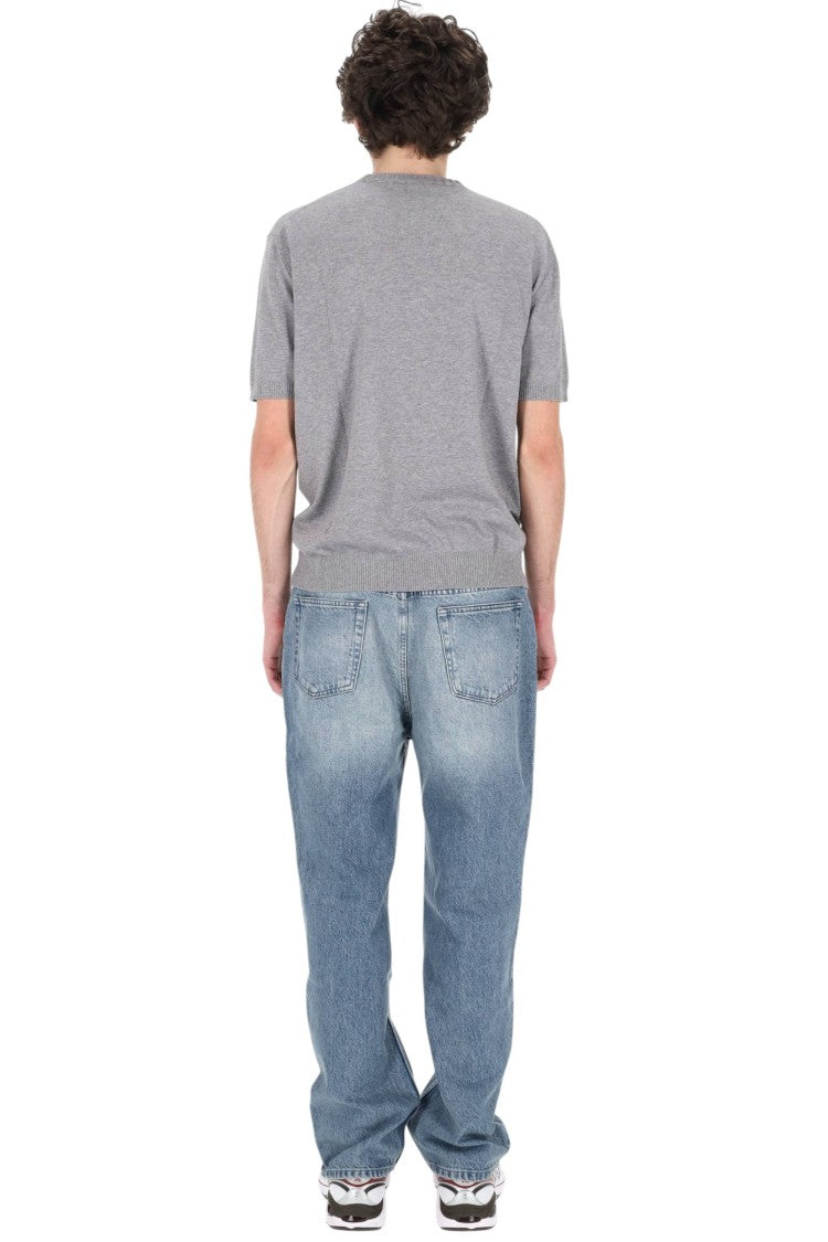 Barba Grey Cotton Knit T-Shirt