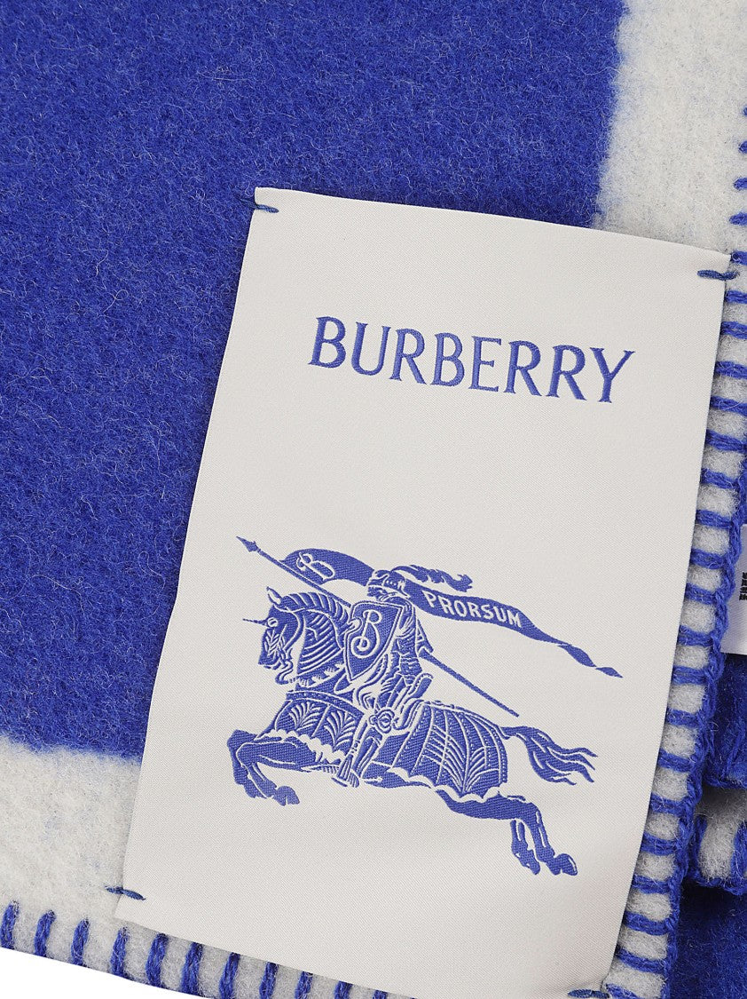 Burberry Wool Scarf With Bold Blue