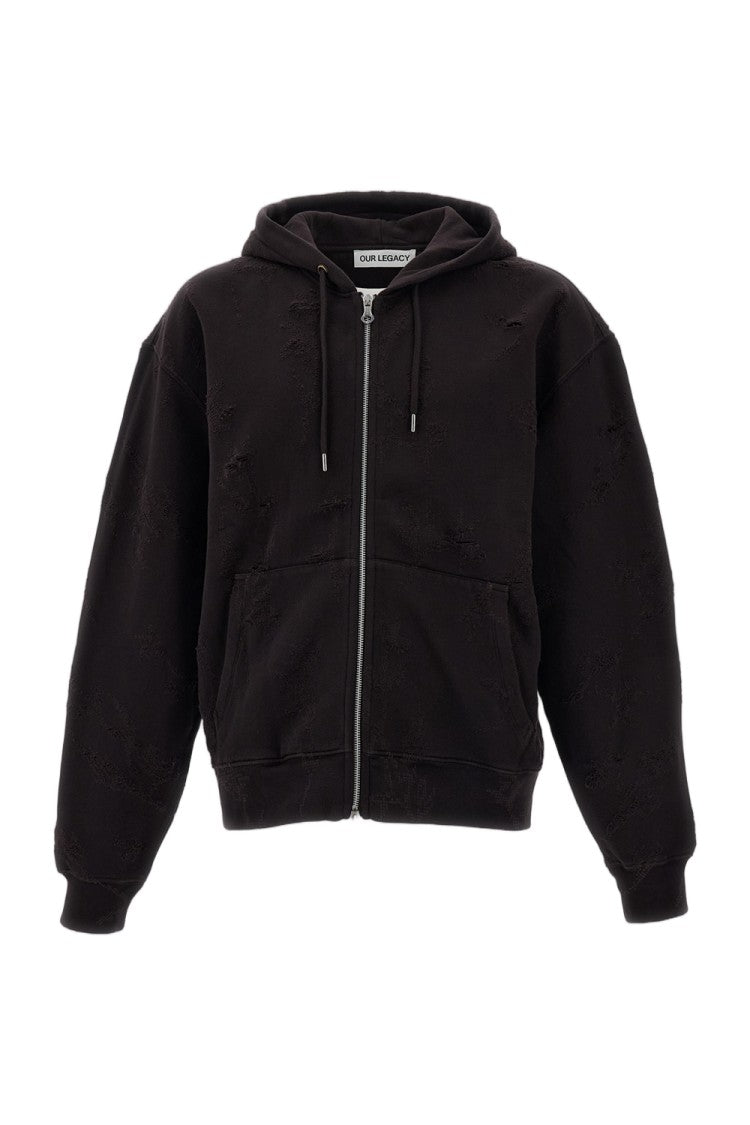 Our Legacy Washed Black Rascal Cropped Organic Cotton Hoodie