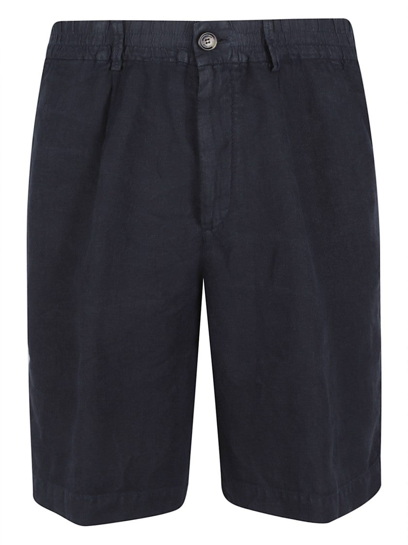 Brunello Cucinelli Tailored Black Linen Shorts With Flap Pockets