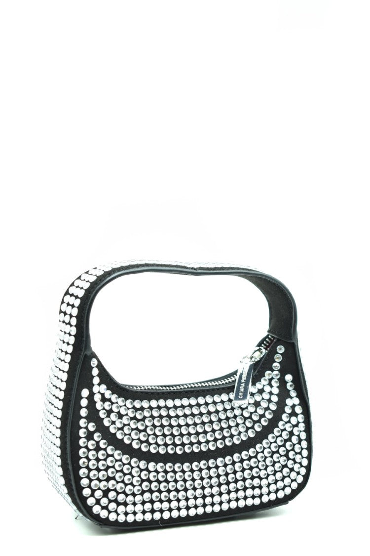 Chiara Ferragni Compact Structured Shoulder Bag Silver Studs