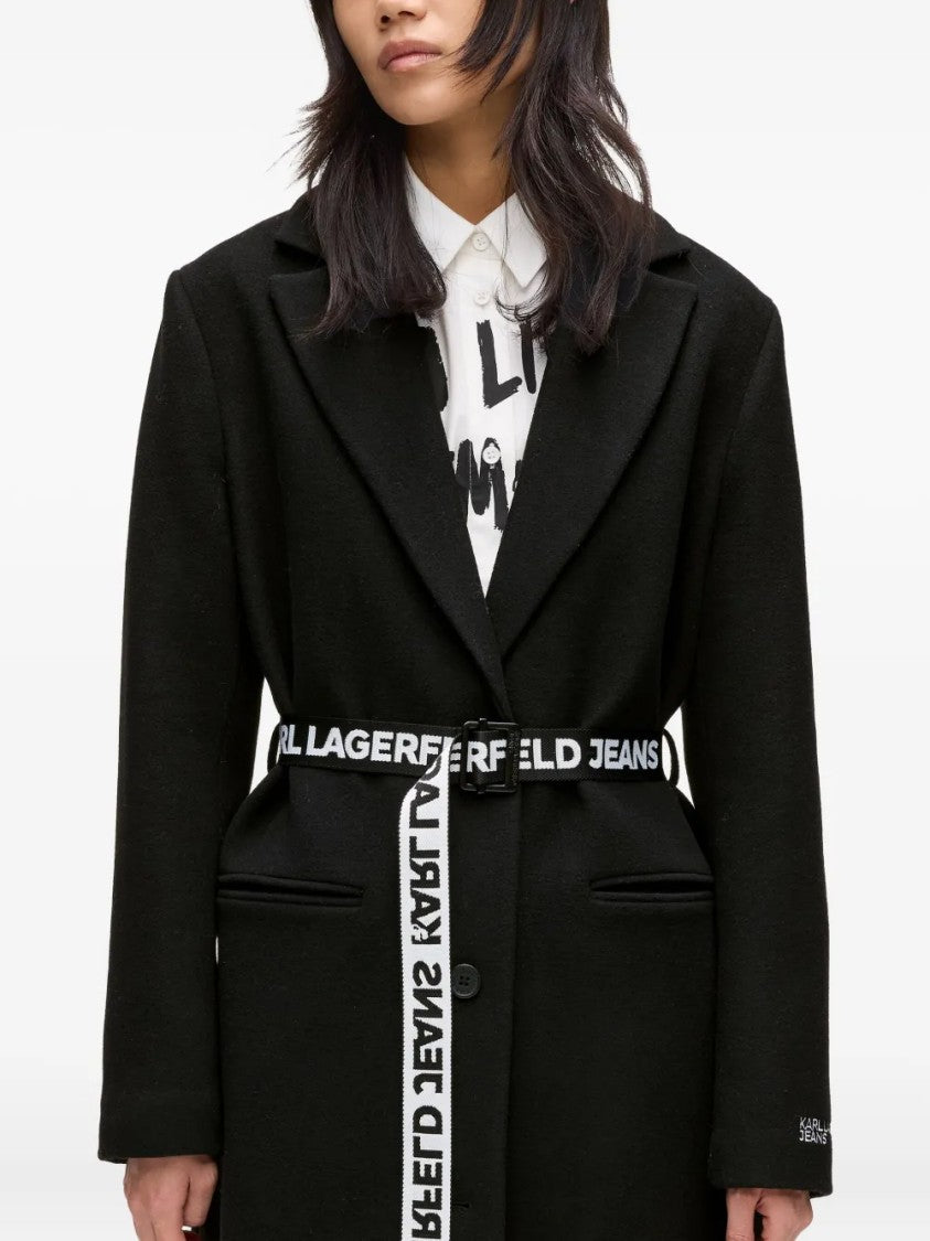 Karl Lagerfeld Mid-Length Tailored Coat With Minimalist Design