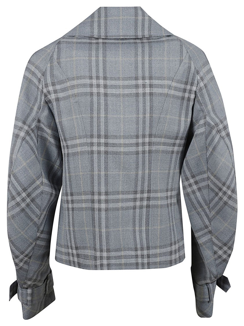 Burberry Cropped Plaid Double-Breasted Coat