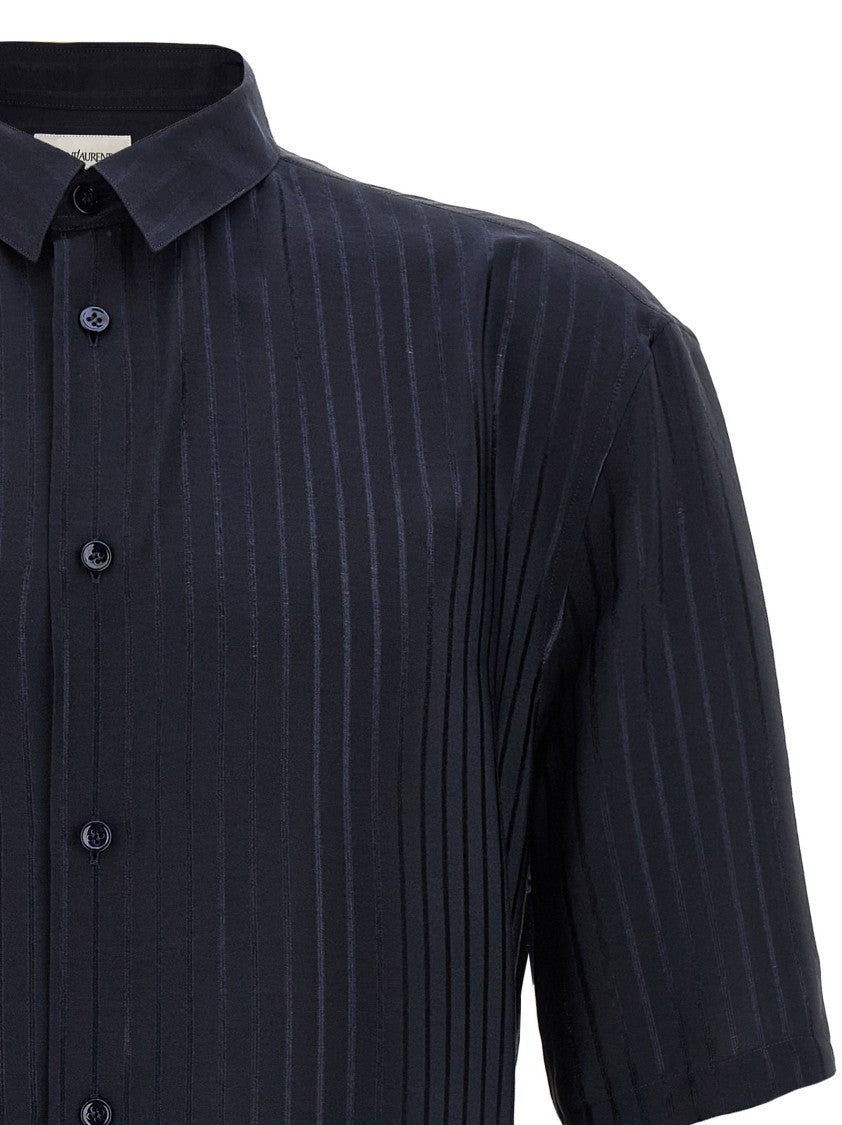 Saint Laurent Semi-Transparent Striped Silk Shirt