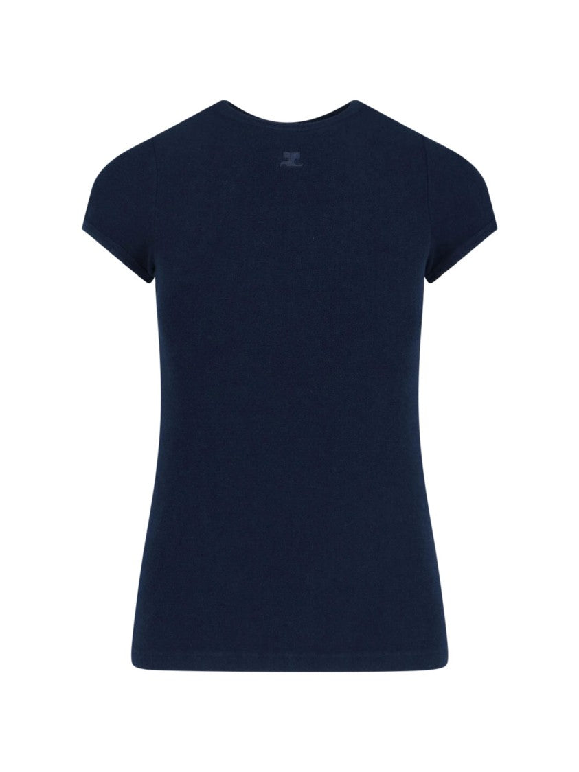 Courrèges Tone-On-Tone Logo T-Shirt – Navy Blue