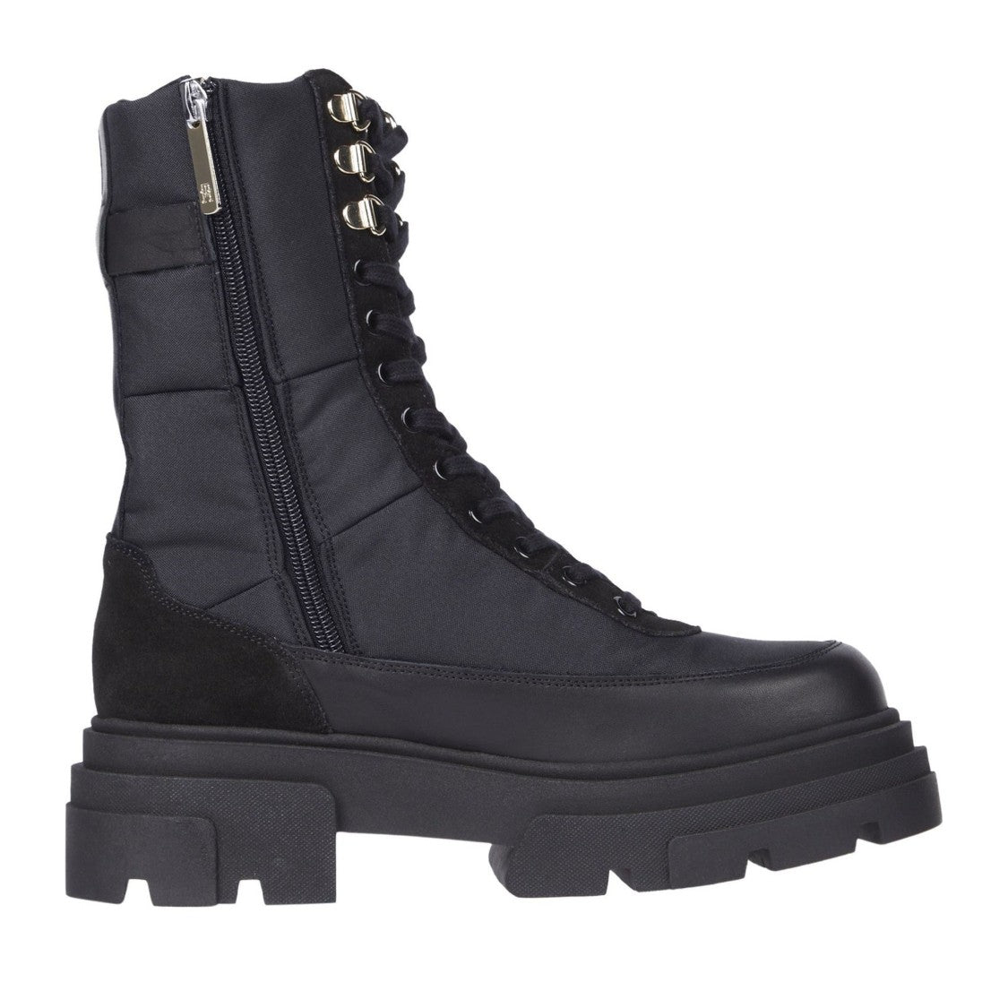 Tommy Hilfiger Black Leather Biker Platform Boots
