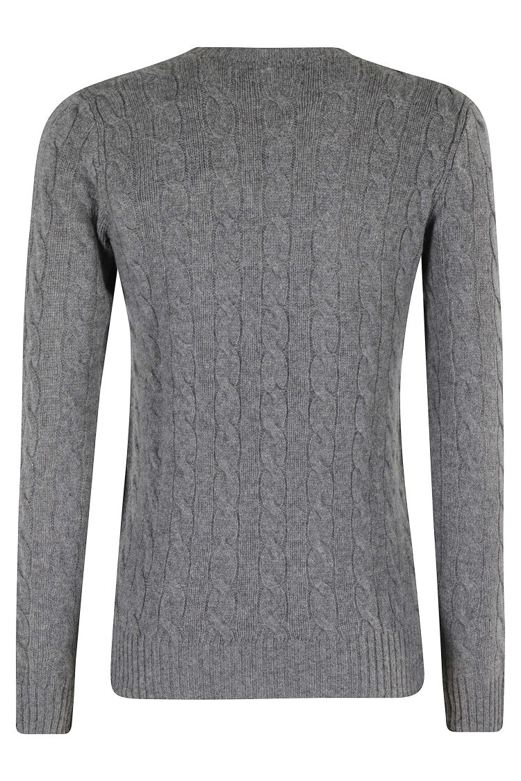 Polo Ralph Lauren Grey Julianna Cable-Knit Wool-Cashmere Sweater