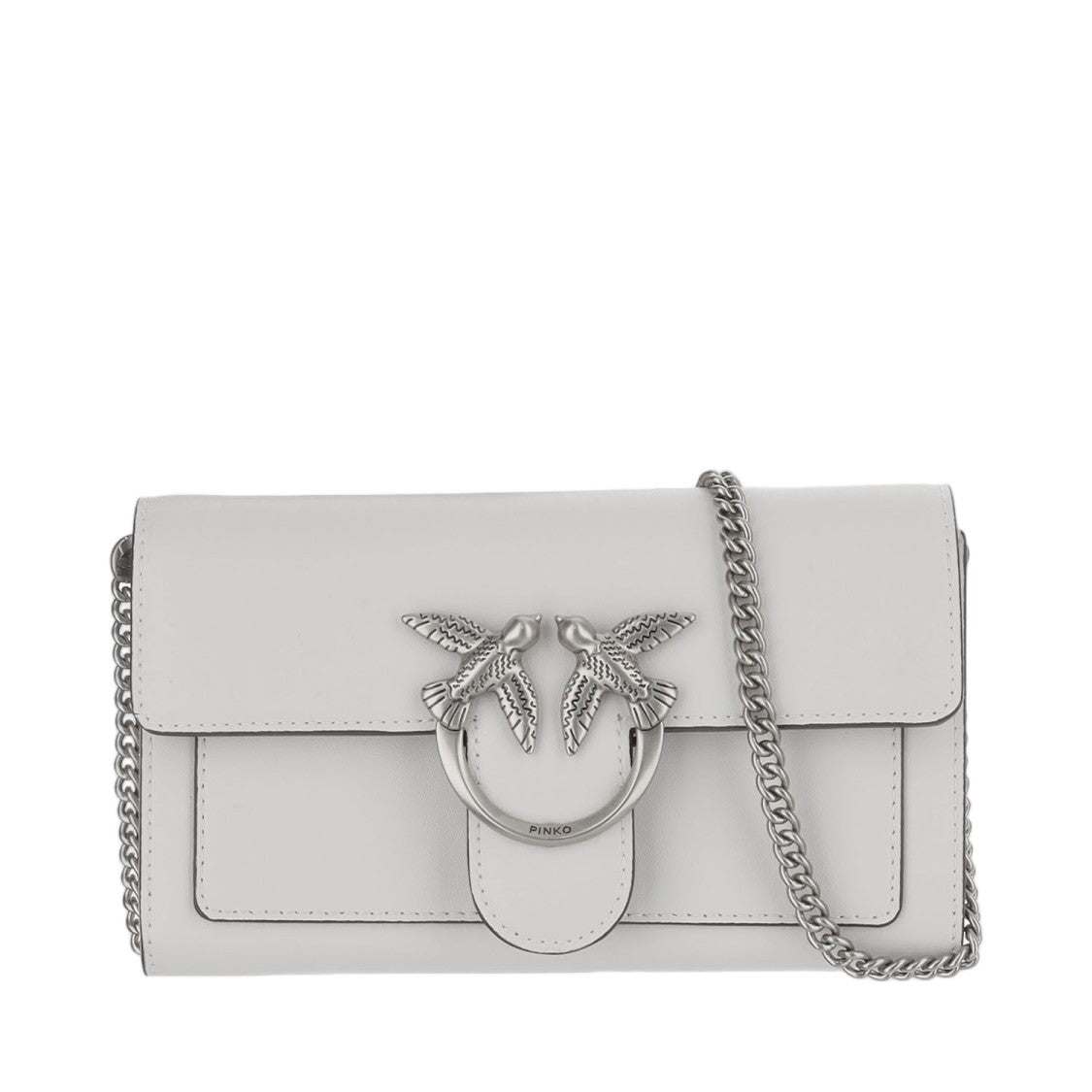 Pinko Love Simply White Leather Chain Wallet