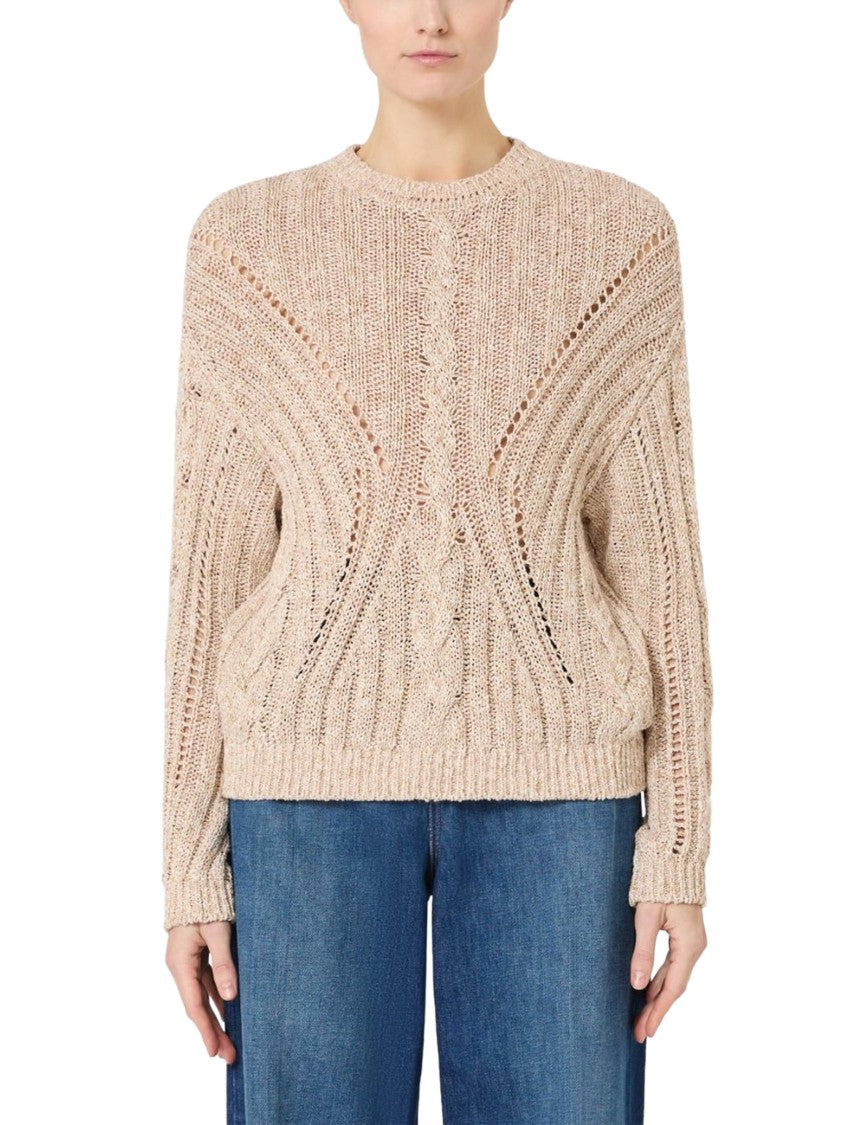 Max Mara Textured Cable Knit Top With Openwork Details
