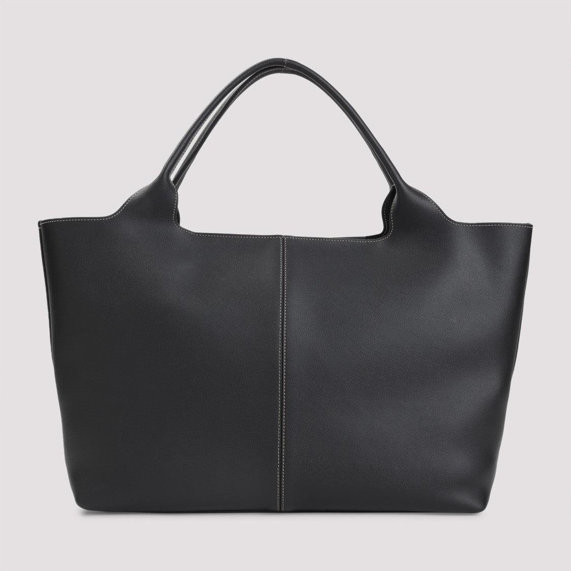 Tod's Black Leather Ebr Medium Shopping Bag