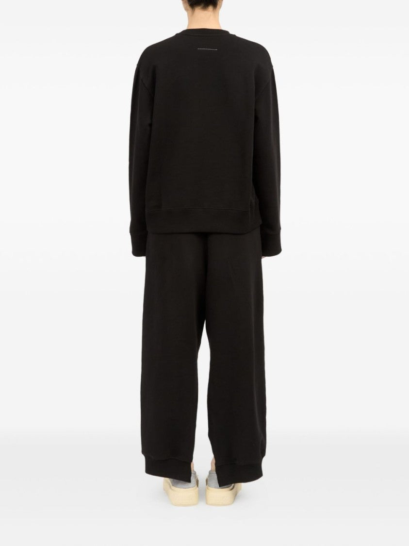 Mm6 By Maison Margiela Relaxed-Fit Black Sweatshirt With Ribbed Hem