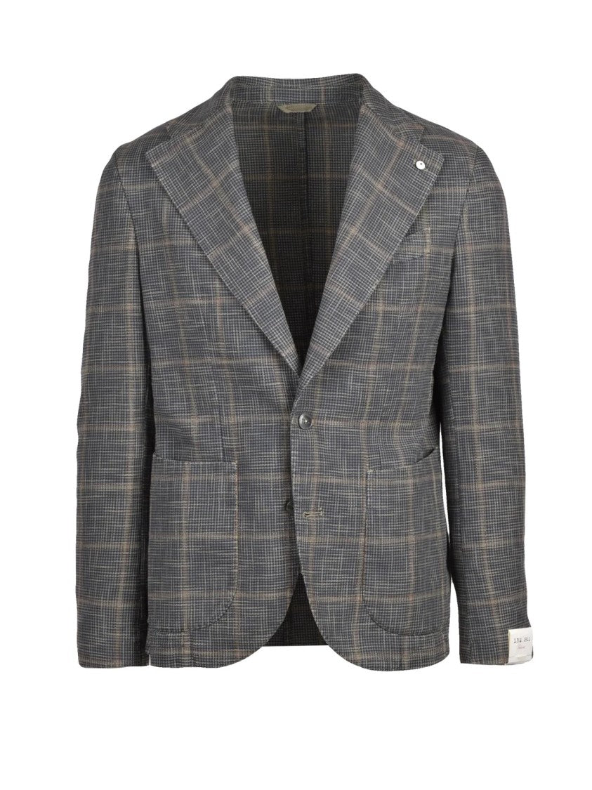 L.B.M. 1911 Refined Checkered Cotton-Silk Blazer With Rounded Silhouette