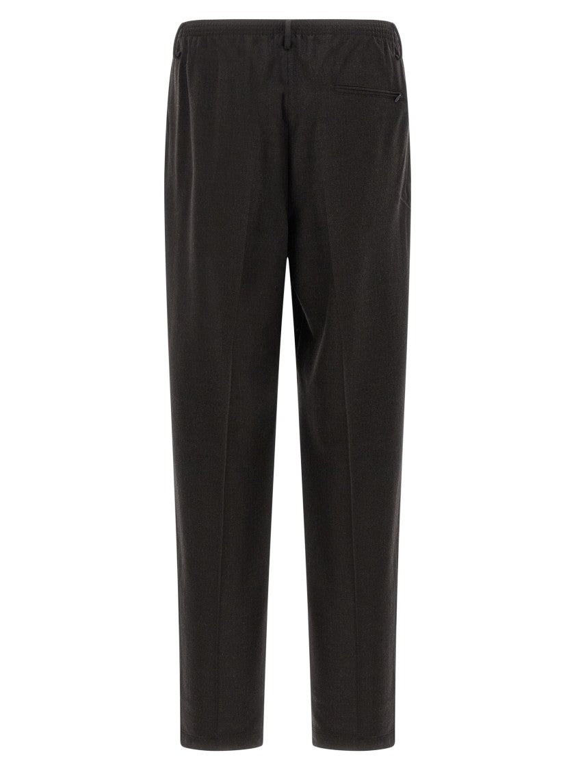 Cellar Door Mélange Wool Pants With Trompe L'oeil Flap