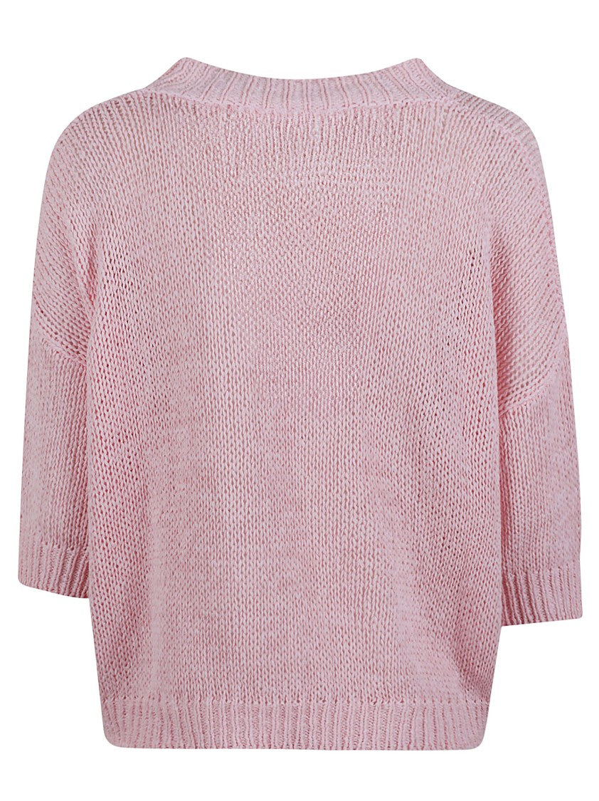 Roberto Collina Lightweight Cotton Sweater With Deep V-Neckline