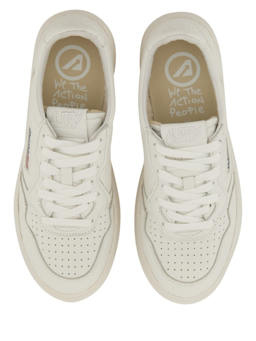 Autry White Medalist Low Goat Leather Perforated Sneakers