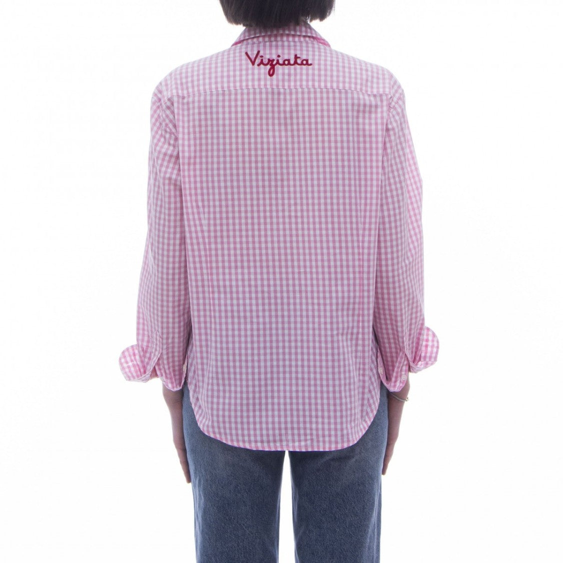 Mc2 Saint Barth Gingham Check Long-Sleeved Shirt With Floral Cuffs