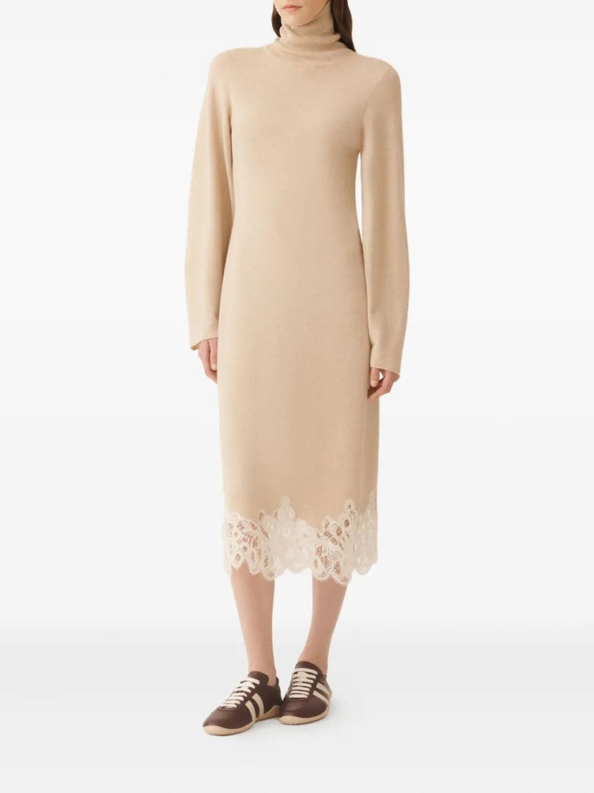 Fabiana Filippi Roll-Neck Lace-Trim Dress