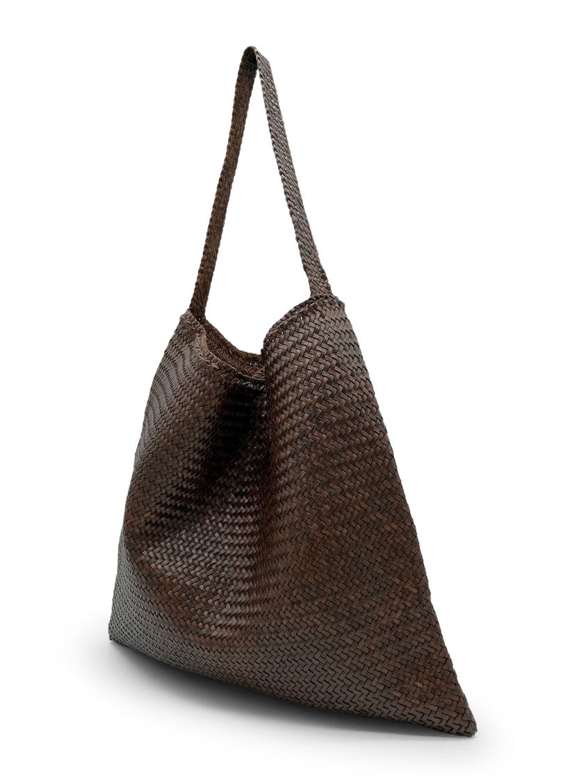 Dragon Diffusion Dark Brown Ars Woven Leather Tote Bag