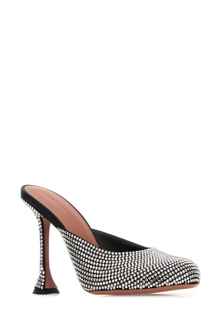Amina Muaddi Embellished Satin Iris Mules