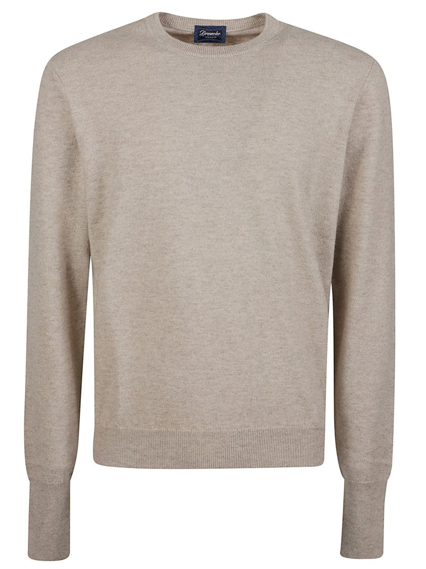 Drumohr Round Neck Ribbed Pure Cashmere Sweater