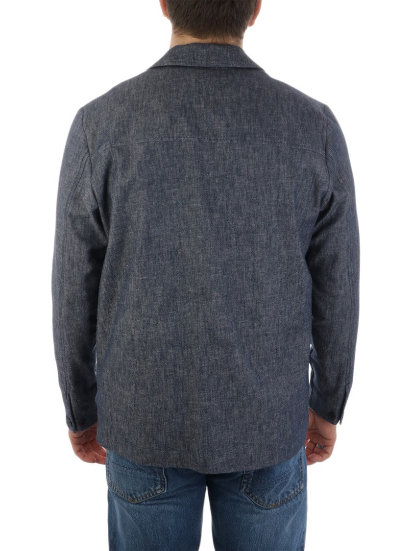 Altea Blue Textured Fabric Button-Up Jacket
