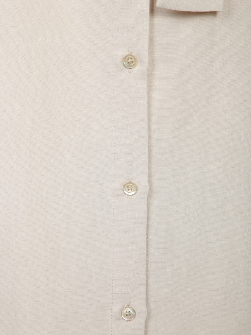 Blanca Vita Beige Maxi Dress With Classic Collar And Matching Belt