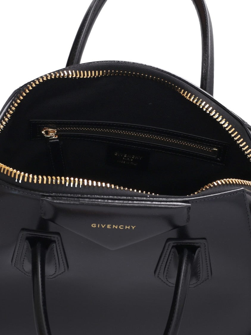Givenchy Structured Black Leather Antigona Handbag With Adjustable Strap