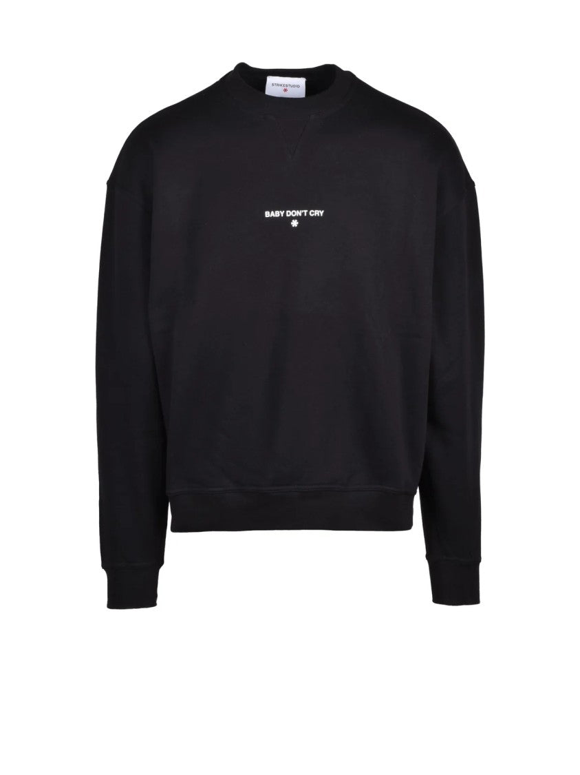 Strikestudio Black Cotton Crewneck Sweatshirt