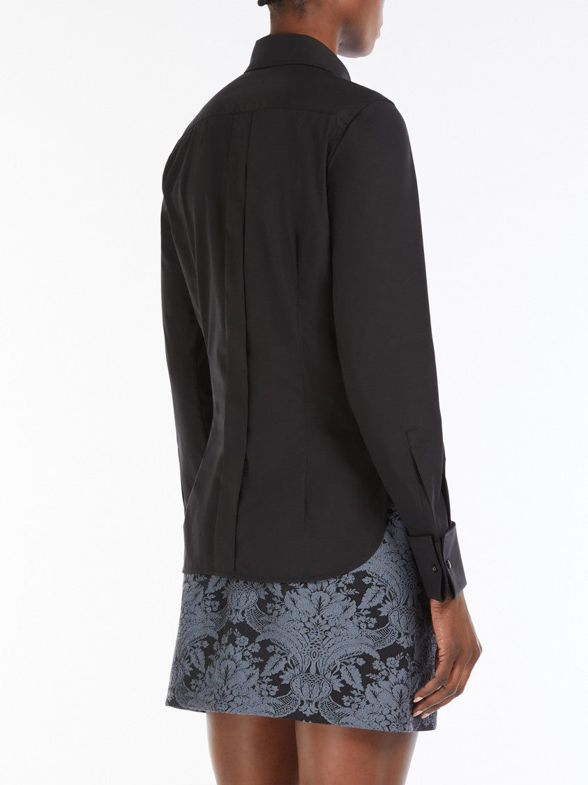 Max Mara Black Knut Stretch Cotton Crepe Shirt