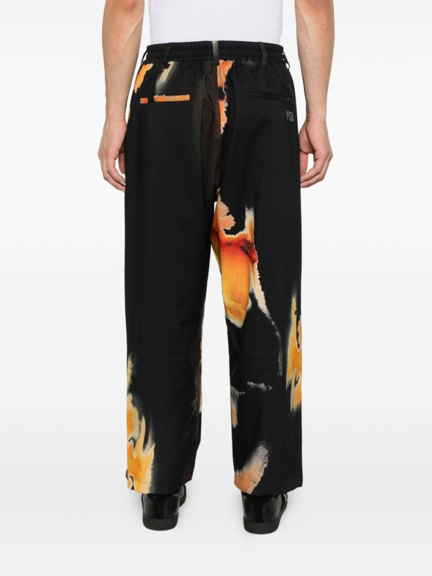 Y-3 Joggers With Abstract Orange Print And Side Seam Pockets