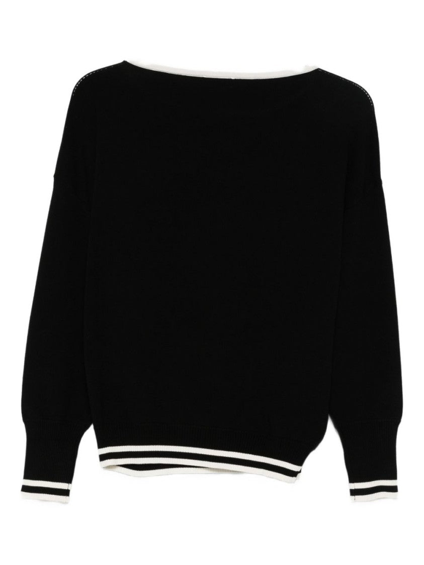 Liu Jo Diagonal Perforated Knit Sweater