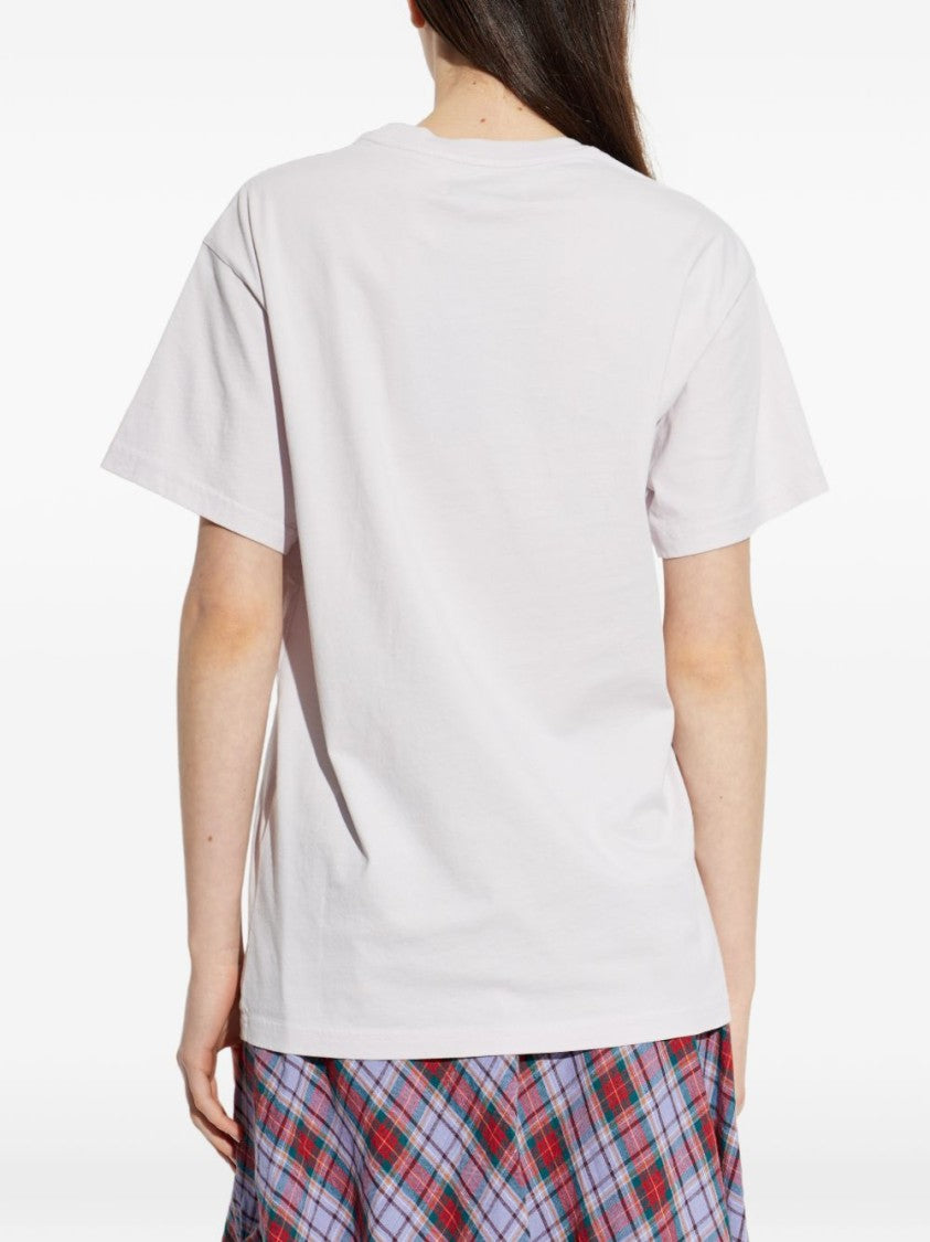 Vivienne Westwood Off-White Embroidered Round Neck Short T-Shirt