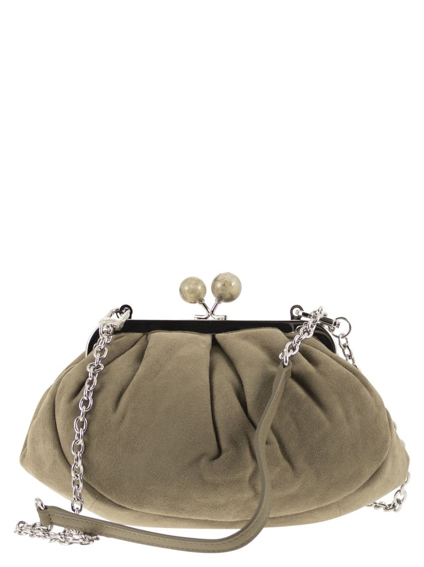 Max Mara Small Suede Clutch With Marbled Bead Closure