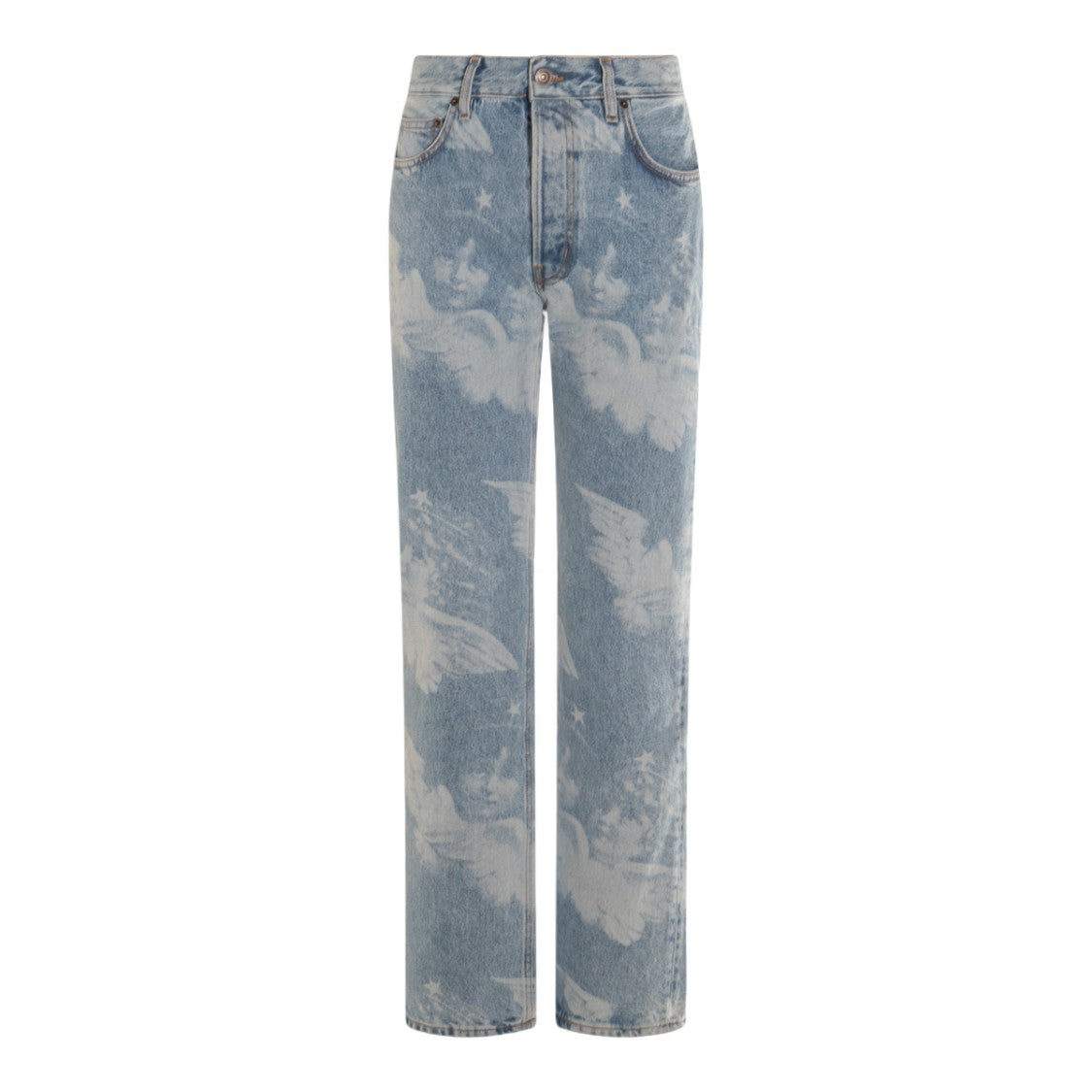 Fiorucci Light Blue Denim Jeans With Angelic Print