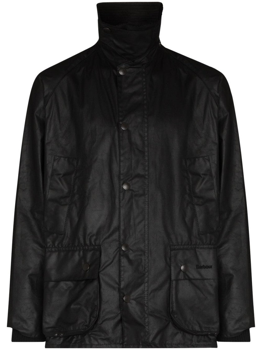 Barbour Classic Black Coat With Button-Up Front