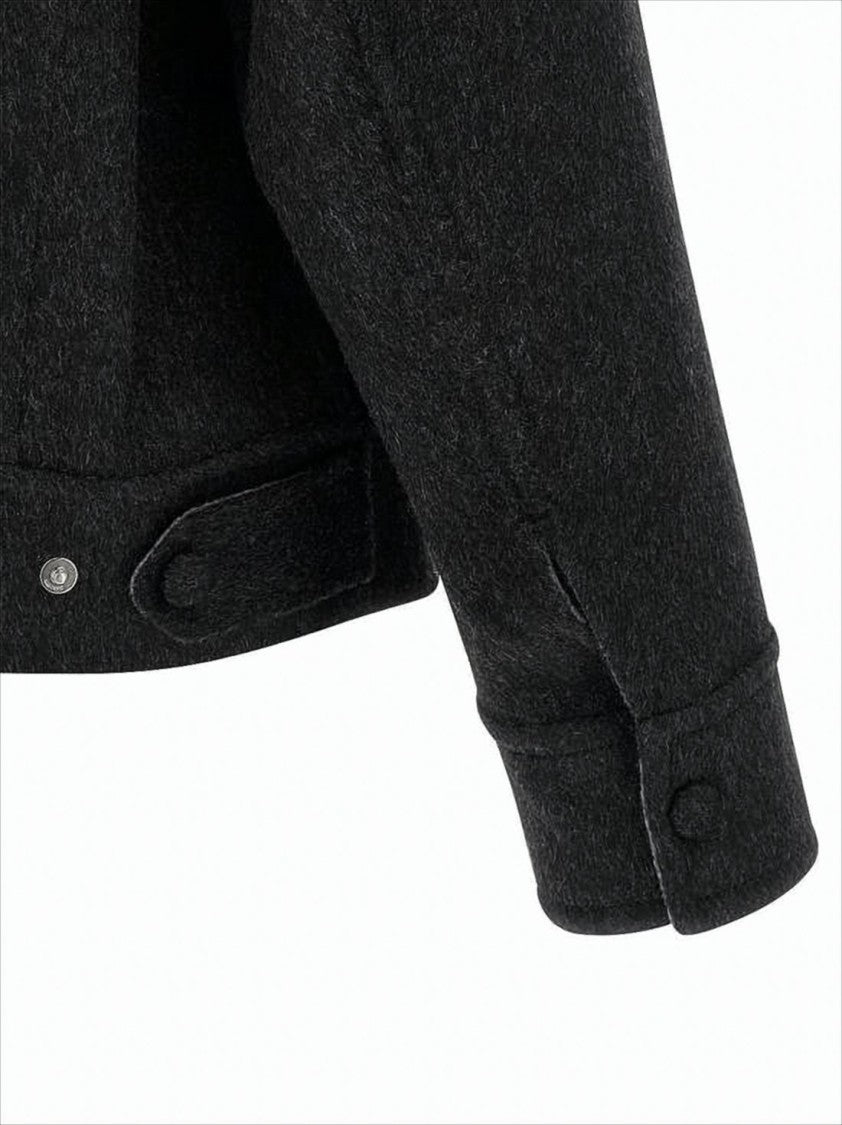 Ami Paris Charcoal Wool Jacket With Structured Silhouette