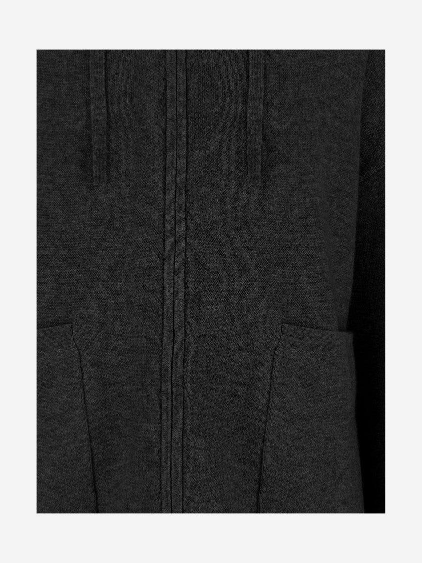 Allude Rib-Knit Wool And Cashmere Sweatshirt With Adjustable Hood