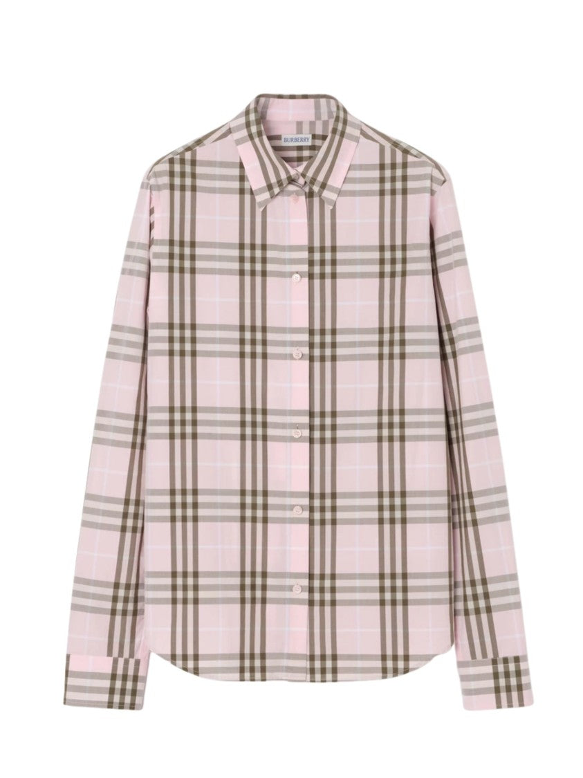 Burberry Pink Check Pattern Cotton Shirt