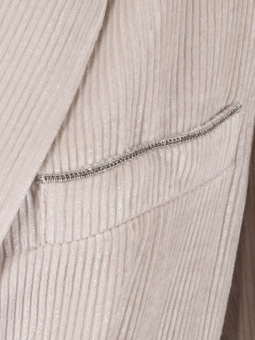 Peserico Double-Breasted Tailored Jacket With Ribbed Texture