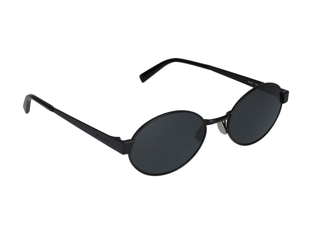 Saint Laurent Black Round Frame Metal Sunglasses