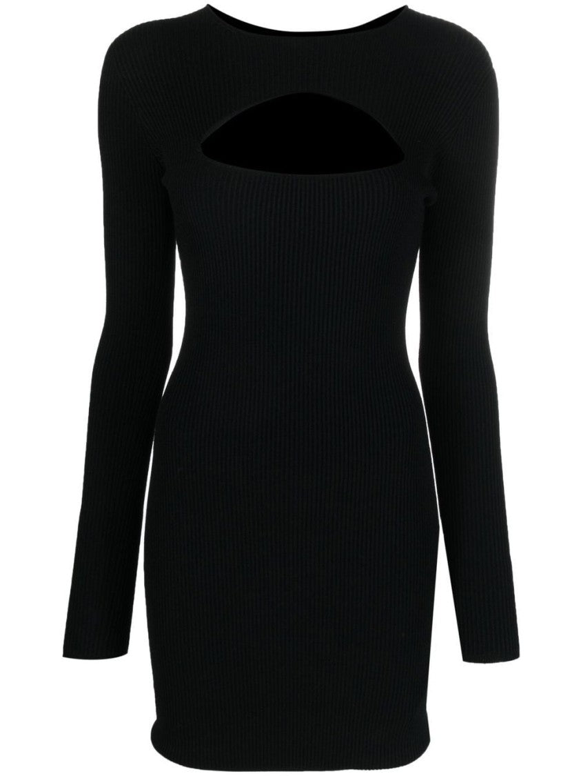 Dsquared2 Fitted Ribbed Black Viscose Mini Dress