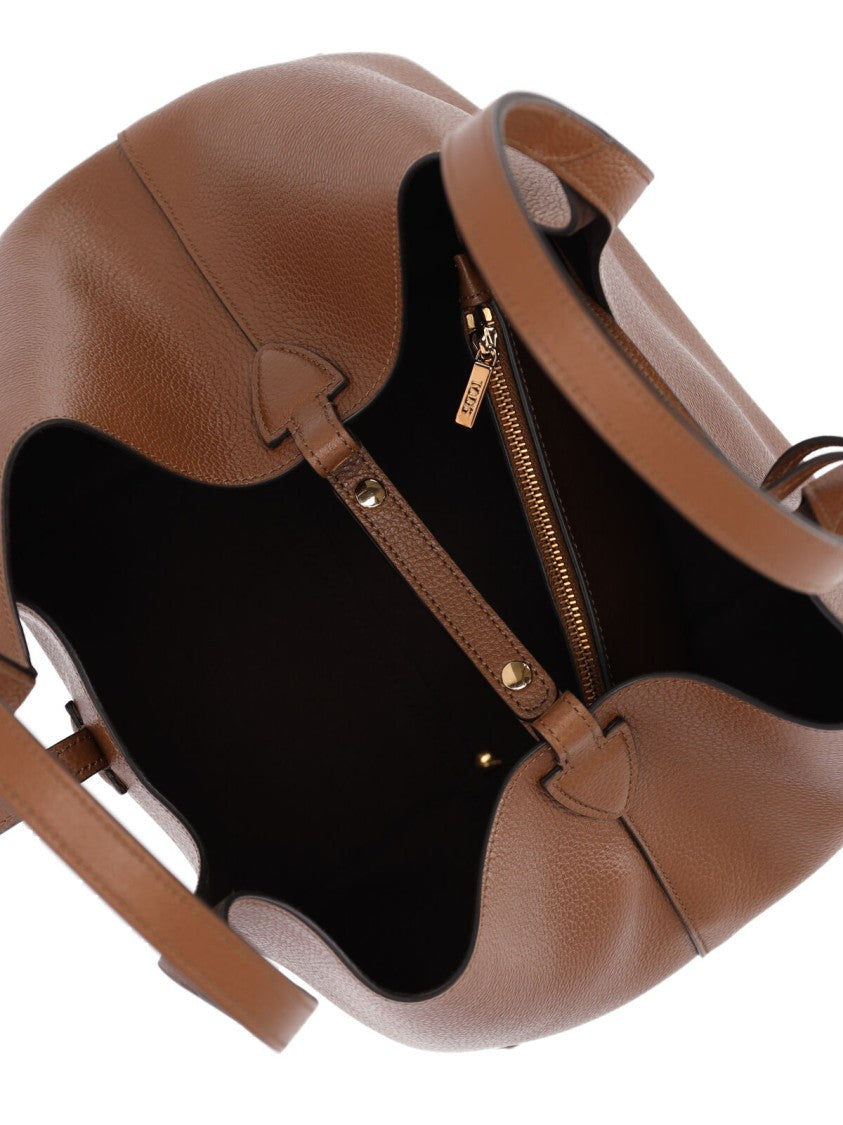 Tod's Brown T Timeless Leather Tote Bag
