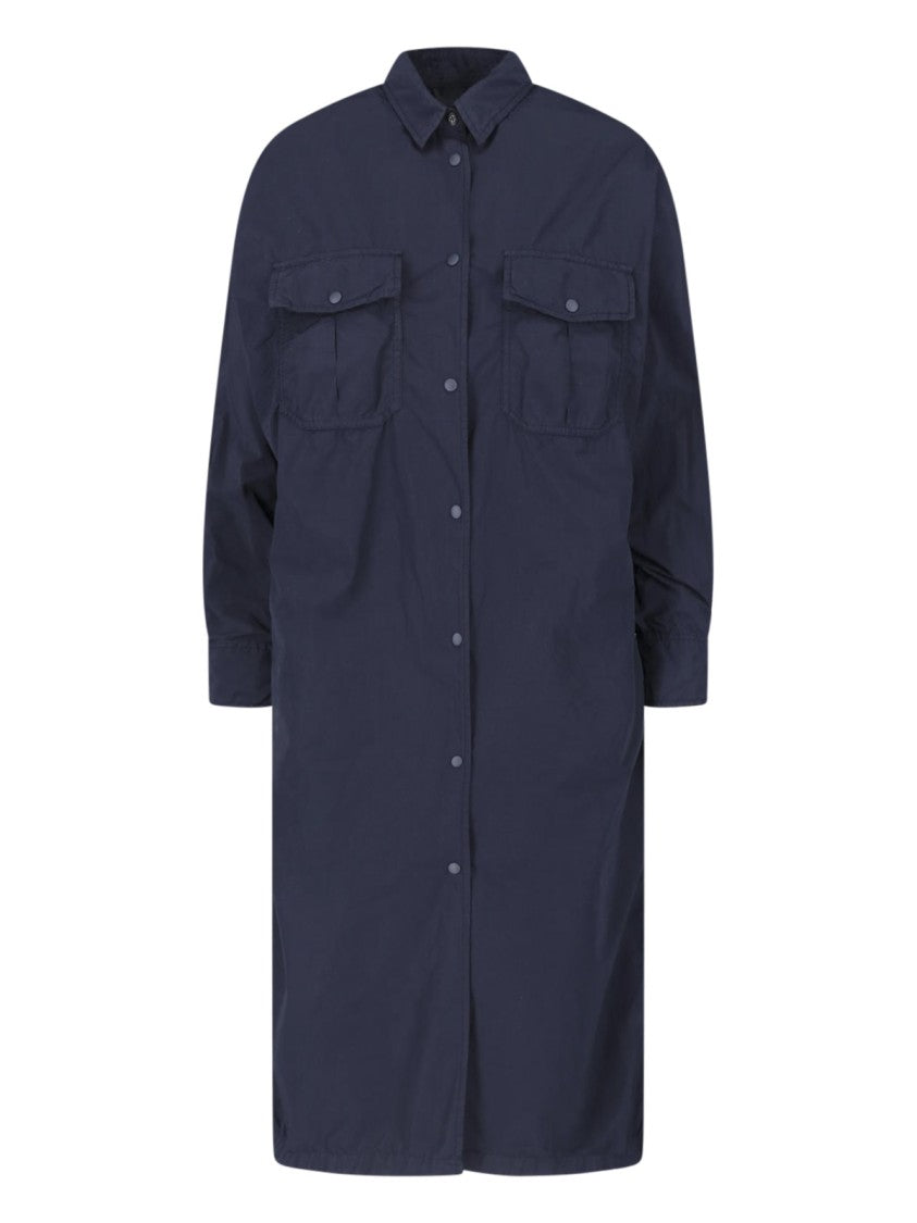 Aspesi Blue Long Waterproof Classic Collar Jacket