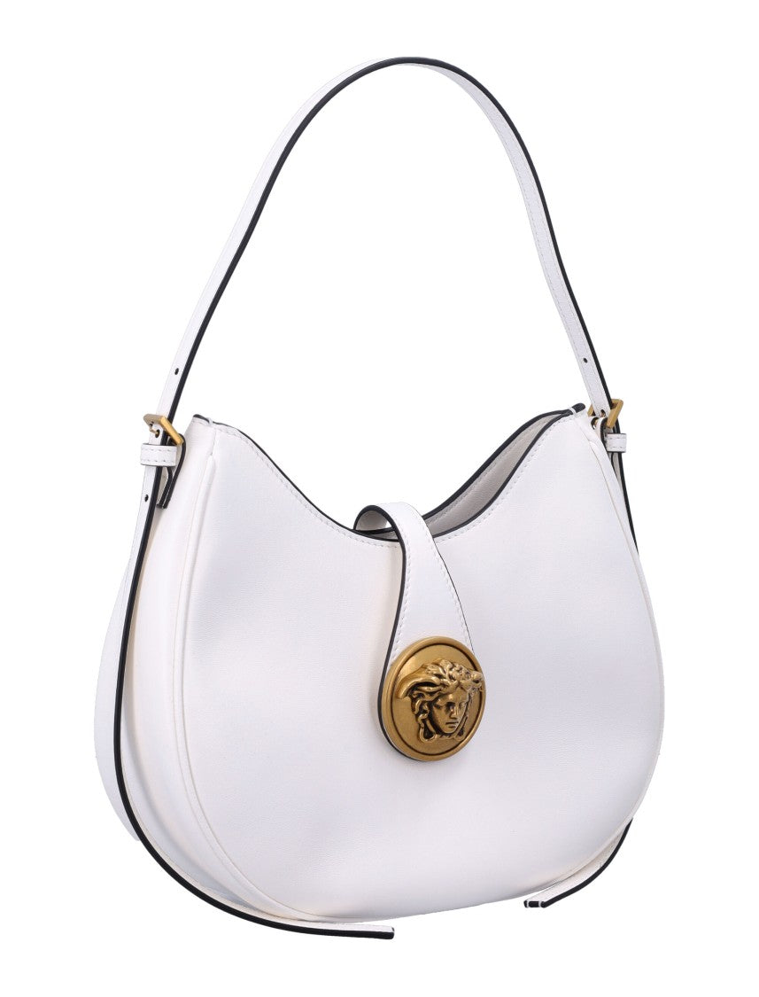 Versace Small Hobo Curved Medusa Leather Shoulder Bag