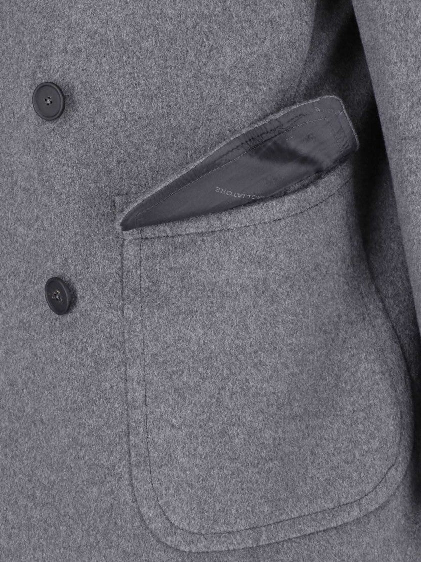 Tagliatore Grey Rupert Double-Breasted Cashmere Coat