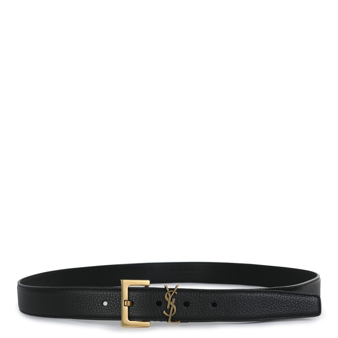 Saint Laurent Textured Black Leather Belt